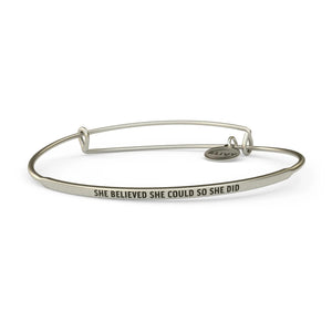 She Believed She Could So She Did Bangle Antique Silver