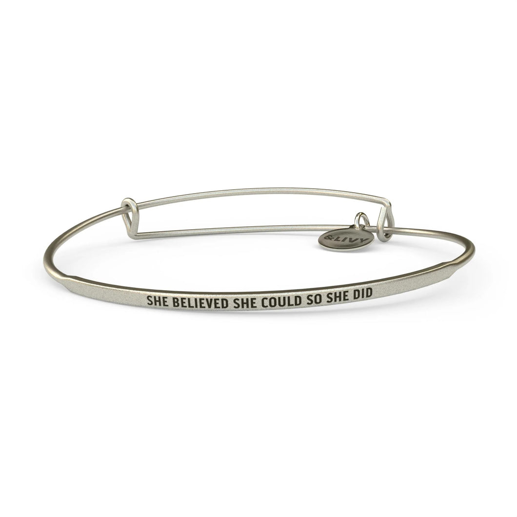 She Believed She Could So She Did Bangle Antique Silver