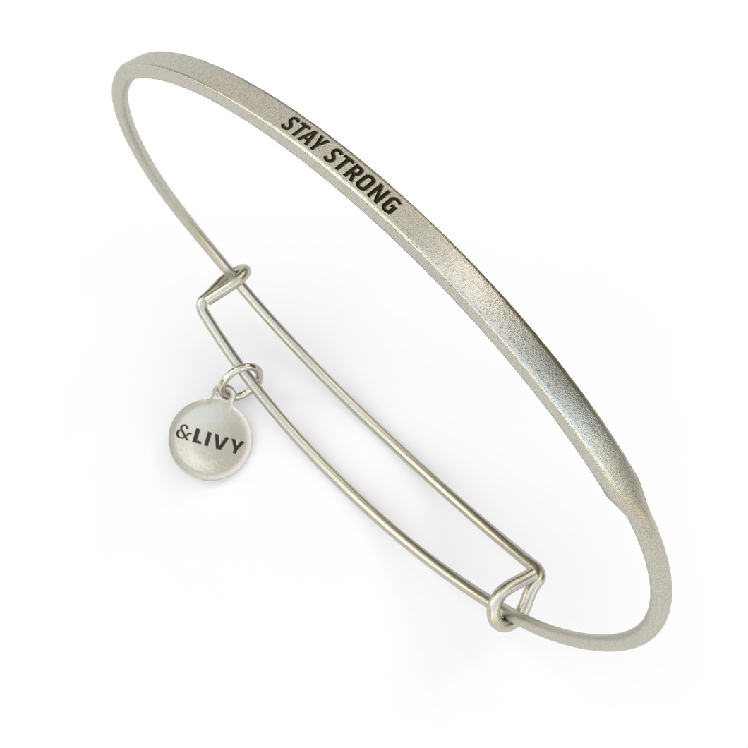 Stay Strong Bangle Antique Silver