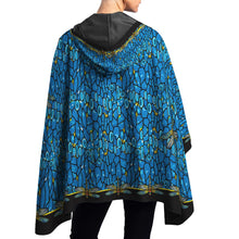 Load image into Gallery viewer, Tiffany Dragonfly Reversible Rain Cape – Lightweight Hooded Wrap for Women
