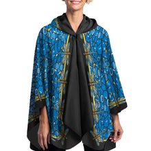 Load image into Gallery viewer, Tiffany Dragonfly Reversible Rain Cape – Lightweight Hooded Wrap for Women
