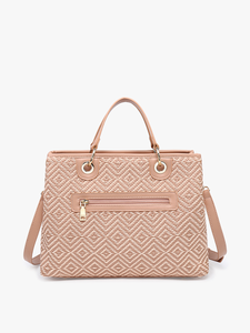 Nancy Woven Diamond Tote: Off White