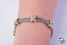 Load image into Gallery viewer, Two Tone Crystal X Station Bracelet
