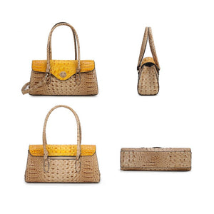 MKF Liviana Women's Shoulder Bag Croc-Embossed Fine Hardware: Brown