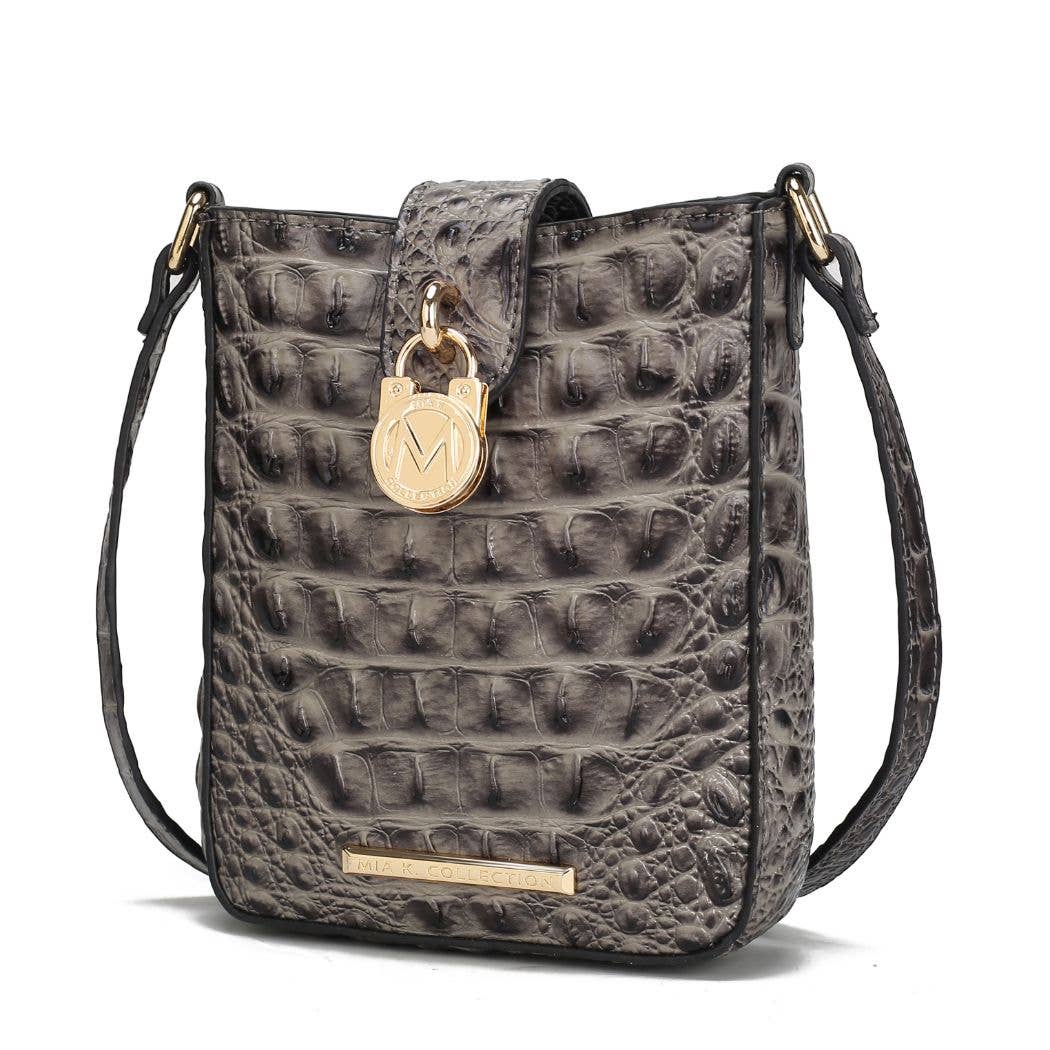 Avery Faux Crocodile Embossed Crossbody by Mia K: Charcoal