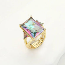Load image into Gallery viewer, Rectangle Crystal Stretch Ring: Blue
