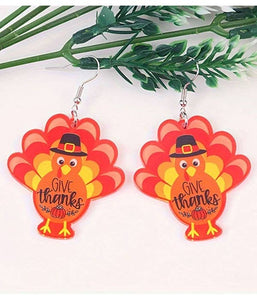 Thanksgiving theme wood earring - turkey