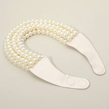 Load image into Gallery viewer, Multi Layered Pearl Beaded Collar Magnetic Necklace: Cream
