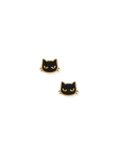 Screwback Stud Earrings - Black Cat