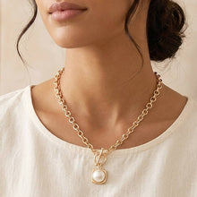 Load image into Gallery viewer, Round Faceted Stone Accent Frame Toggle Pendant Necklace: Black Diamond
