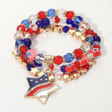 Load image into Gallery viewer, 3PCS - American USA Star Charm Faceted Beaded Stretch Multi Layered Bracelets
