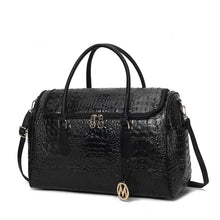 Load image into Gallery viewer, MKF Rina Crocodile Embossed Women’s Duffle Bag by Mia K: Black
