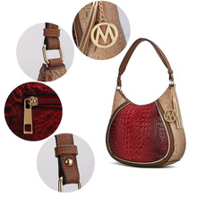 Load image into Gallery viewer, Nayra Embossed Hobo Handbag Vegan Leather Women by Mia k: Grey - Pink
