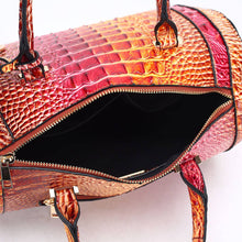 Load image into Gallery viewer, MKF Eleanor Gradient Rainbow Crocodile-Embossed Satchel Bag: Coral
