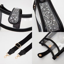 Load image into Gallery viewer, Bling Studded Faux Leather Transparent Mini Crossbody Bag: Black,Clear
