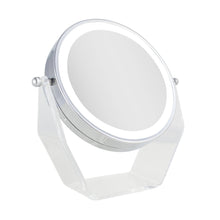 Load image into Gallery viewer, Lighted Makeup Mirror with Magnification &amp; Swivel: Chrome / Round / 8X/1X
