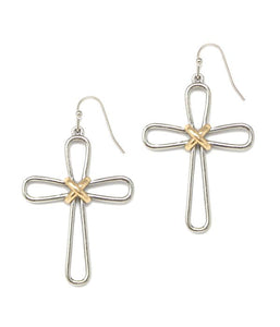 Wire metal cross earring