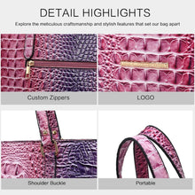 Load image into Gallery viewer, Piper Gradient Rainbow Embossed Tote Bag with Wallet: Brown
