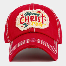 Load image into Gallery viewer, Merry CHRIST Mas Message Accented Vintage Baseball Cap: Red
