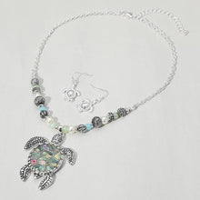 Load image into Gallery viewer, Abalone Turtle Pendant Multi Beaded Necklace: Abalone,Antique Silver
