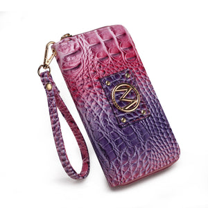 Frankie Gradient Rainbow Faux Crocodile-Embossed with wallet: Coral