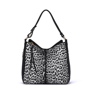 Maya Leopard Print Hobo: White
