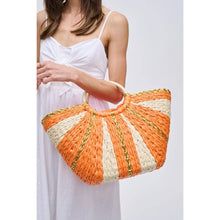 Load image into Gallery viewer, Carmen Straw Summer Beach Top Handle Tote: Orange Multi
