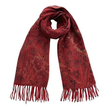 Load image into Gallery viewer, Elegant Floral Paisley Pattern Print Fringe Wrap Scarf: Red
