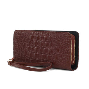 MKF Eve Crocodile-embossed Wristlet Wallet by Mia K: Coffee