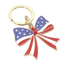 Load image into Gallery viewer, American USA Flag Bow Charm Keychain
