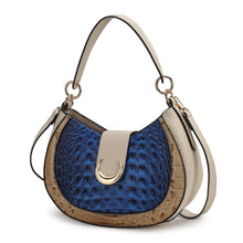 Load image into Gallery viewer, MKF Jain Women&#39;s Shoulder Bag Half Moon Croc-Embossed: Navy
