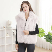 Load image into Gallery viewer, Plush Faux Fur Collar Vest: Beige
