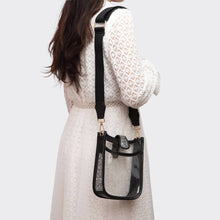 Load image into Gallery viewer, Bling Studded Faux Leather Transparent Mini Crossbody Bag: Black,Clear
