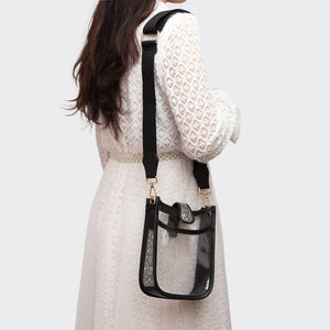 Bling Studded Faux Leather Transparent Mini Crossbody Bag: Black,Clear