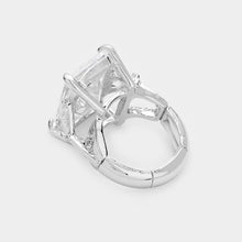 Load image into Gallery viewer, Rectangle Crystal Stretch Ring: Red
