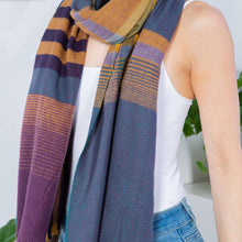 Load image into Gallery viewer, Plaid Shawl Poncho Scarf: Purple

