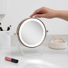 Load image into Gallery viewer, Lighted Makeup Mirror with Magnification &amp; Swivel: Chrome / Round / 8X/1X
