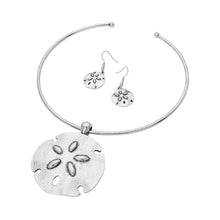 Load image into Gallery viewer, Brushed Metal Sand Dollar Pendant Choker Necklace
