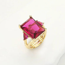 Load image into Gallery viewer, Rectangle Crystal Stretch Ring: Red
