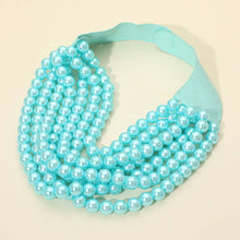 Load image into Gallery viewer, Multi Layered Pearl Beaded Collar Magnetic Necklace: White
