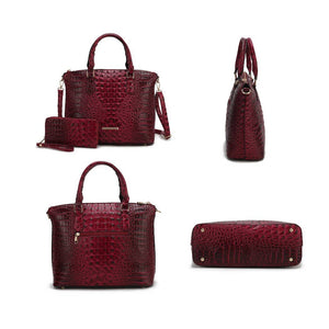 MKF Collection Liora Croc Embossed Tote and Set Handbag.: Purple