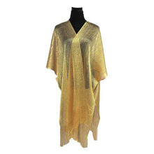 Load image into Gallery viewer, Lightweight Metallic Fringe Flowing Kimono Cover Up: Yellow
