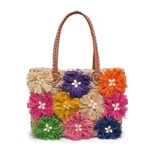 Load image into Gallery viewer, Queenie Floral Straw Tote: Natural
