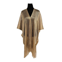 Load image into Gallery viewer, Lightweight Metallic Fringe Flowing Kimono Cover Up: Gold
