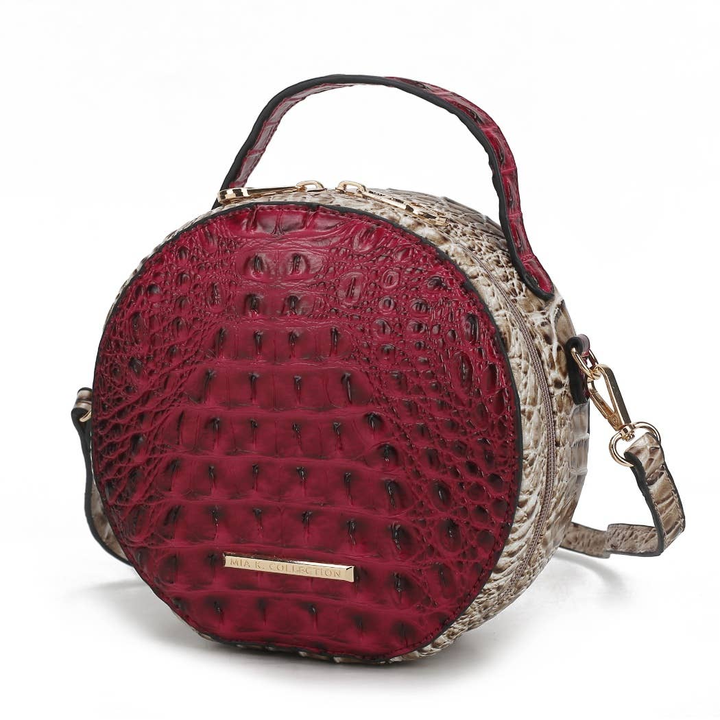 MKF Ynnari Women's Crossbody Chic Round Croc-Embossed: Fuchsia
