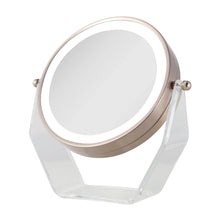 Load image into Gallery viewer, Lighted Makeup Mirror with Magnification &amp; Swivel: Chrome / Round / 8X/1X
