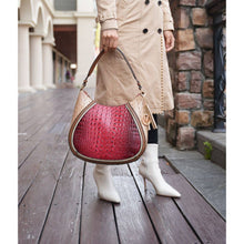 Load image into Gallery viewer, Nayra Embossed Hobo Handbag Vegan Leather Women by Mia k: Grey - Pink
