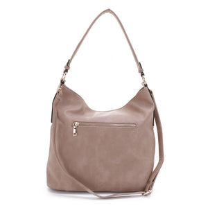 Front Pocket Tassel Zipper w/ Wristlet Hobo Set: Light Gray