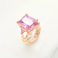 Load image into Gallery viewer, Rectangle Crystal Stretch Ring: Blue
