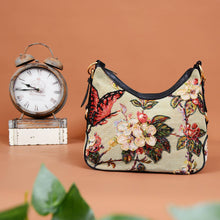 Load image into Gallery viewer, Butterfly Hand-Beaded Hobo Bag Sage
